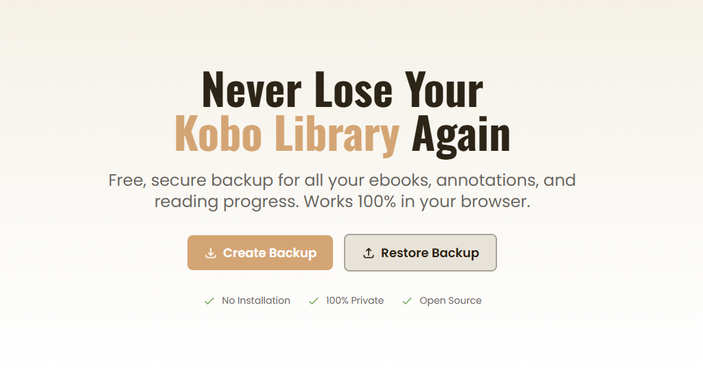 KoBup — Free Kobo Backup Tool | Backup Your Kobo Library Online